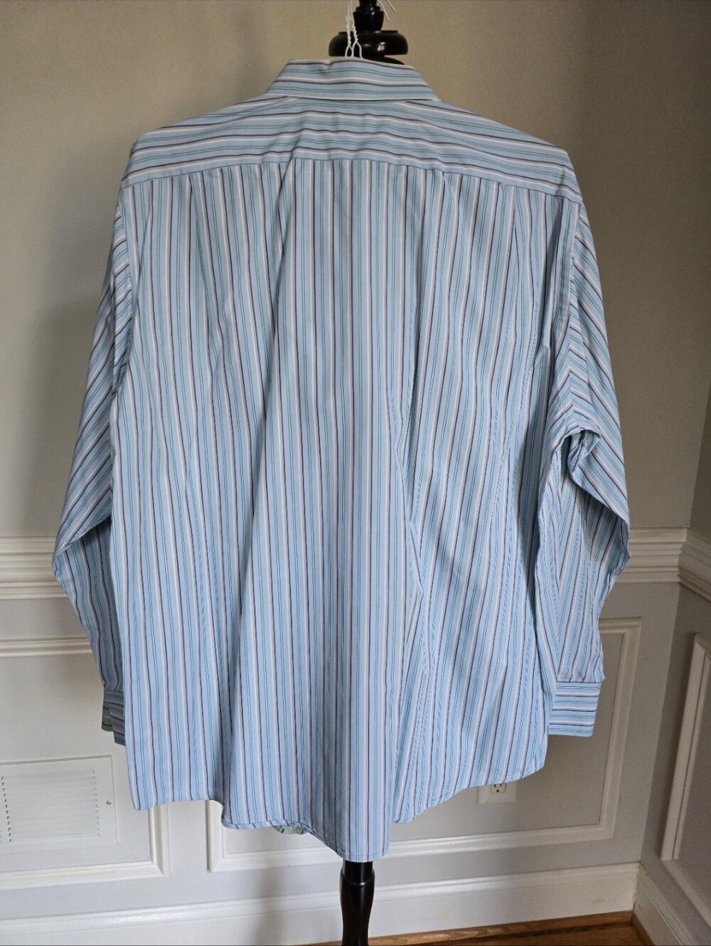 Bundle 2 Lacoste Men’s Blue and Green Striped Button-Down Shirt Size 45 - Picture 4 of 7